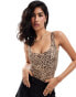 Bershka scoop neck slinky bodysuit in leopard print