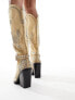 Simmi London Delano butterfly embellished western boot in taupe micro