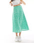 Monki midi skirt in green meadow floral