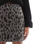 & Other Stories fluffy yarn wool blend mini skirt in leopard pattern