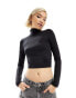 Stradivarius STR high neck sculpt top in black