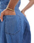 ONLY Tall bandaue wide leg denim jumpsuit in mid wash