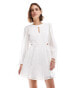 Mango broderie mini dress in white