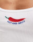 Pull&Bear 'Hot and Spicy' chilli graphic cami top in white