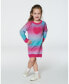 Toddler Girls Knit Dress With Heart Gradient Candy Pink And Blue - Toddler|Child