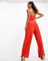 River Island wide leg wrap jumpsuit in orange