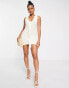 Bad Society Club textured frill front mini dress in cream