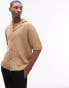 Topman boucle button through polo in stone