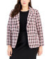 Plus Size Plaid Long-Sleeve Blazer