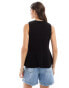 ASOS DESIGN knitted crew neck waistcoat with peplum hem in black