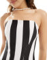 ASOS DESIGN premium corset maxi dress with full drape detail skirt in mono stripe