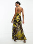 ASOS DESIGN satin mix double strap maxi dress in devore abstract print