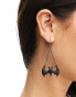 ASOS DESIGN Halloween drop earrings with bat design in black