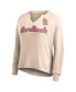 Women's Cream Distressed St. Louis Cardinals Go For It Waffle Knit Long Sleeve Notch Neck T-shirt