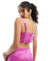 Kanya corset top co-ord with attachable mesh drape in fuchsia