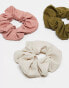 Accessorize 3 pack linen hair scrunchies in neutrals