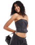 ASOS DESIGN tailored bandeau top with belt detail in charcoal