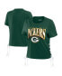 Women's Green Green Bay Packers Lace Up Side Modest Cropped T-Shirt