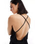 JDY open back plisse jumpsuit in black