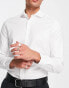 ASOS DESIGN easy iron slim fit twill shirt with cutaway collar in white