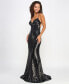 Juniors' Sequined Strappy-Back Evening Gown