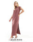 ASOS DESIGN Petite high neck column maxi dress in Mauve