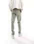 ASOS DESIGN pull on chino in sage green with elasticated waist