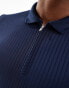 ASOS DESIGN muscle polo with zip in navy