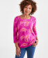 Petite Palm Perfection Square-Neck Cotton Top, Created for Macy's