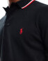 Polo Ralph Lauren icon logo tipped pique polo custom fit in black