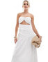 4th & Reckless Petite exclusive bandeau cut out dropped waist maxi dress in white