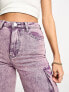 Kyo The Brand denim metallic utility wide leg jean co-ord in lilac