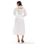 & Other Stories midaxi dress with volume sleeves and corset detail in white