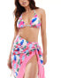 Vero Moda mix and match triangle bikini top in bright watercolour print