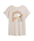 Hybrid Apparel Trendy Juniors Peanuts Floral Graphic Oversized Tee