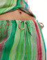 Mango stripe co-ord beach trousers in green and pink