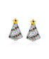 Holiday Golden Star Winter Red Green Cubic Zirconia CZ Sparkly Christmas Tree Stud Earrings For Women