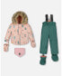 Baby Girls Baby Two Piece Baby Snowsuit Sage Green And Printed Cats - Infant|Toddler