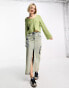 Noisy May slouchy v-neck wide rib knit jumper in green