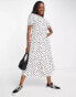 New Look tie sleeve smock dress in white polka dot