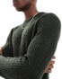 Jack & Jones oversized chunky jumper in dark green mixed yarn