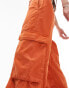 Topshop high waist oversized straight leg pocket cargo trouser in orange