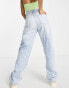 Bershka Petite high waisted dad jean in bleached wash