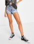 Only Pacy high waisted ripped denim shorts in light blue