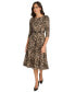 Women's Leopard-Print Boat-Neck Midi Dress