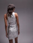 Topshop racer mini dress in metallic silver