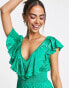 Hope & Ivy ruffle maxi tea dress in vivid green