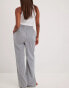 NA-KD striped drawstring trousers in navy