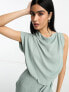 ASOS DESIGN drape neck sleeveless wrap front mini dress in light sage