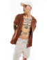 Hollister short sleeve open stitch knit shirt in rust